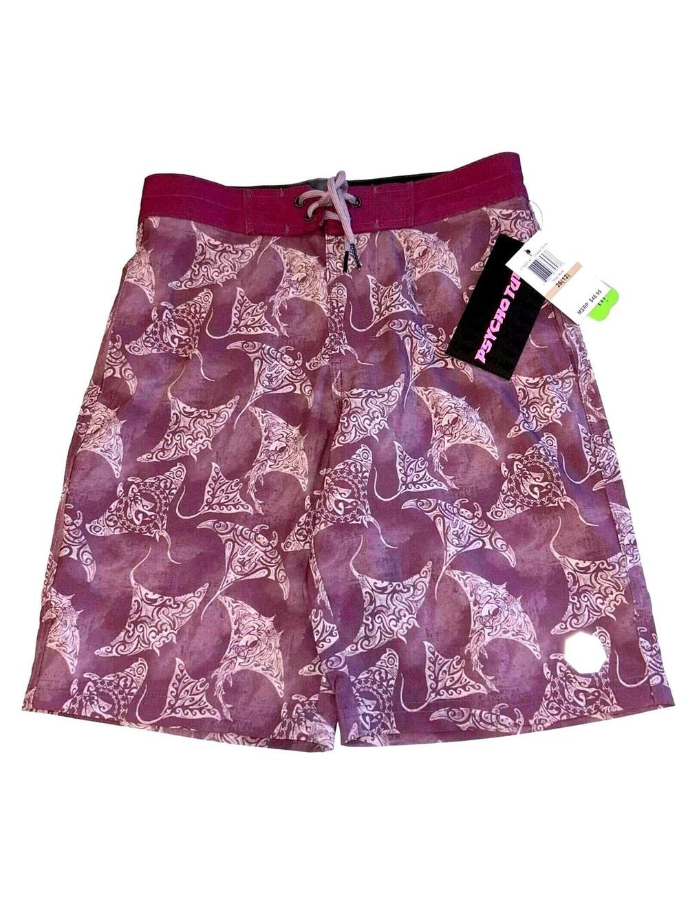 Psycho Tuna Swim - Stings Devils Boardshorts - Maroon - Size 12 (28") | NWT